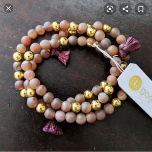 Gorjana 18K Hannah Beaded Necklace in Pink Druzy